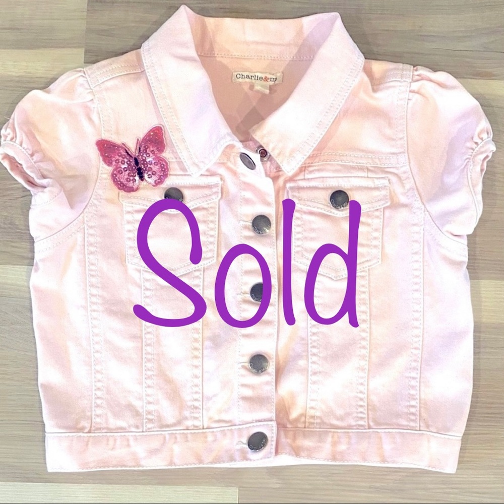 OOAK Pink Puff Sleeve Jacket with butterflies. Size 9 - Picture 1 of 9